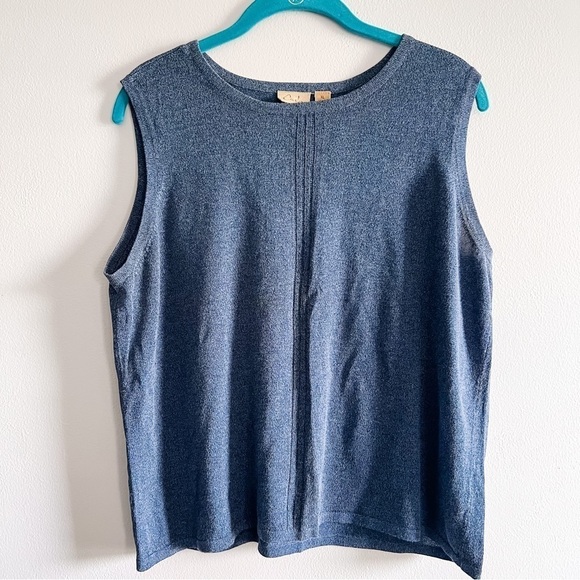 Caslon Blue Cotton Rayon Blend Sleeveless Top Extra Large Crew Neck - Picture 1 of 5